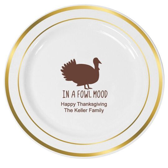In A Fowl Mood Premium Banded Plastic Plates